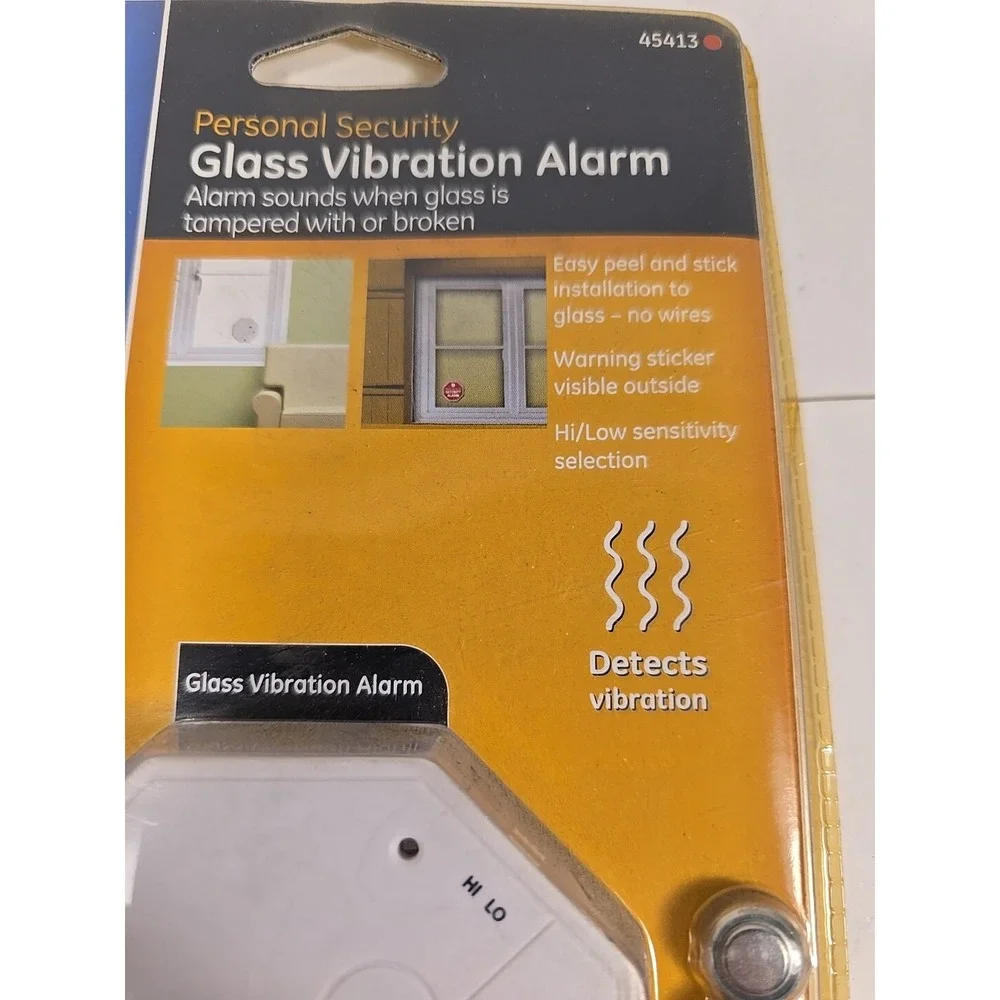 GE PERSONAL SECURITY GLASS‎ VIBRATION ALARM MODEL 45413 NEW WITH BATTERIES